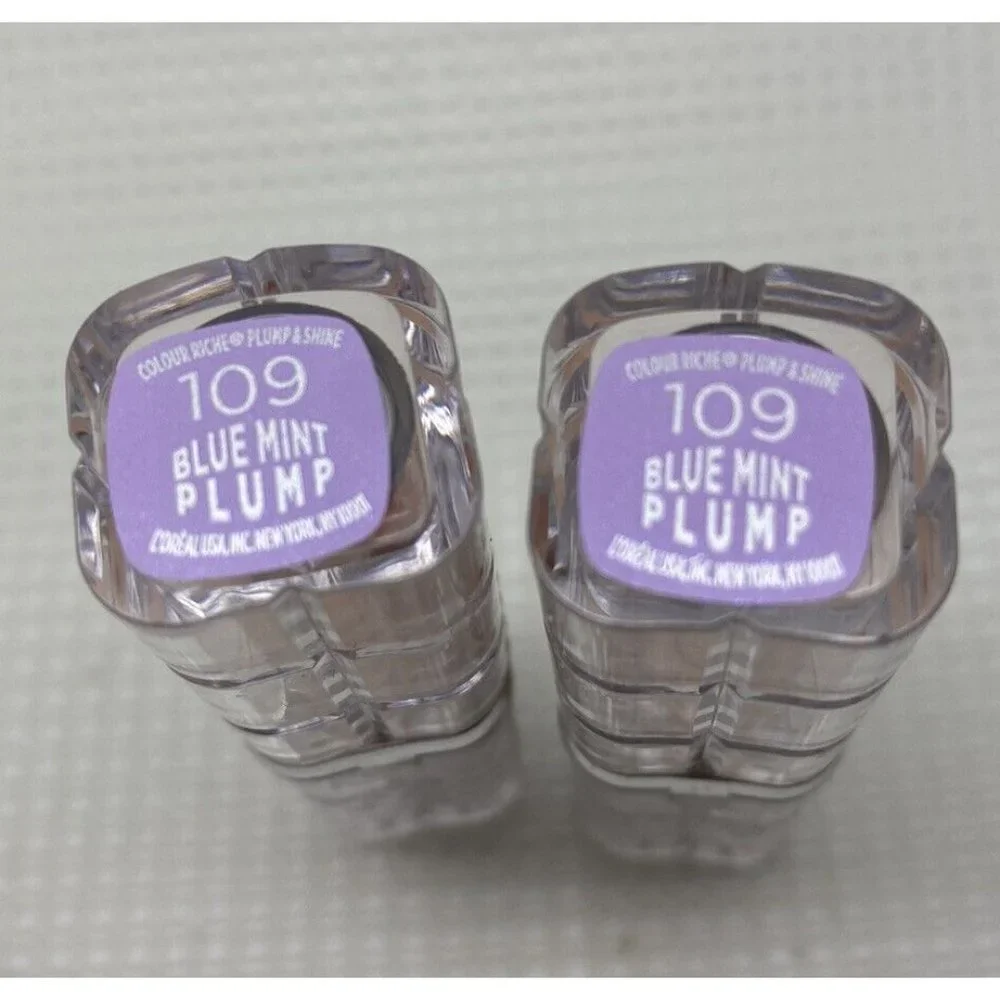 Lot of 2 - LOREAL COLOUR RICHE Plump & Shine Lipstick 109 Blue Mint Plump - Picture 4 of 6